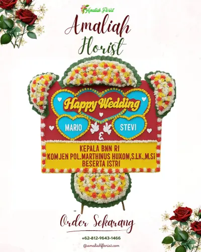 Karangan Papan Bunga Pernikahan di Kandang Limun